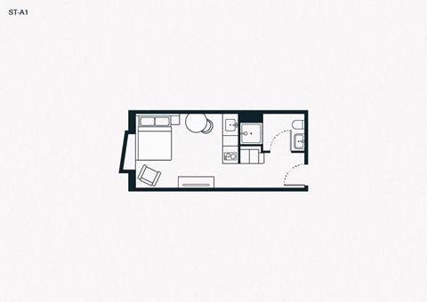 Floor plan for studio, 1 bath, 266 sqft